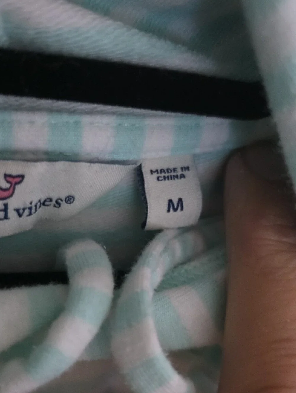 Vineyard Vines Light Aqua and White Striped Crewneck Hoodie Size M_4